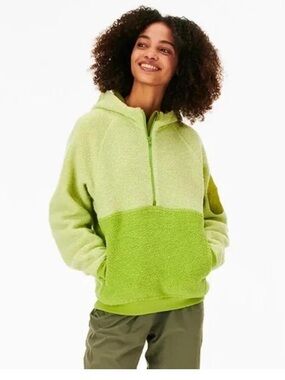 Outdoor Voices Color Block Green MegaFleece 1/2 Zip Hoodie Size L
